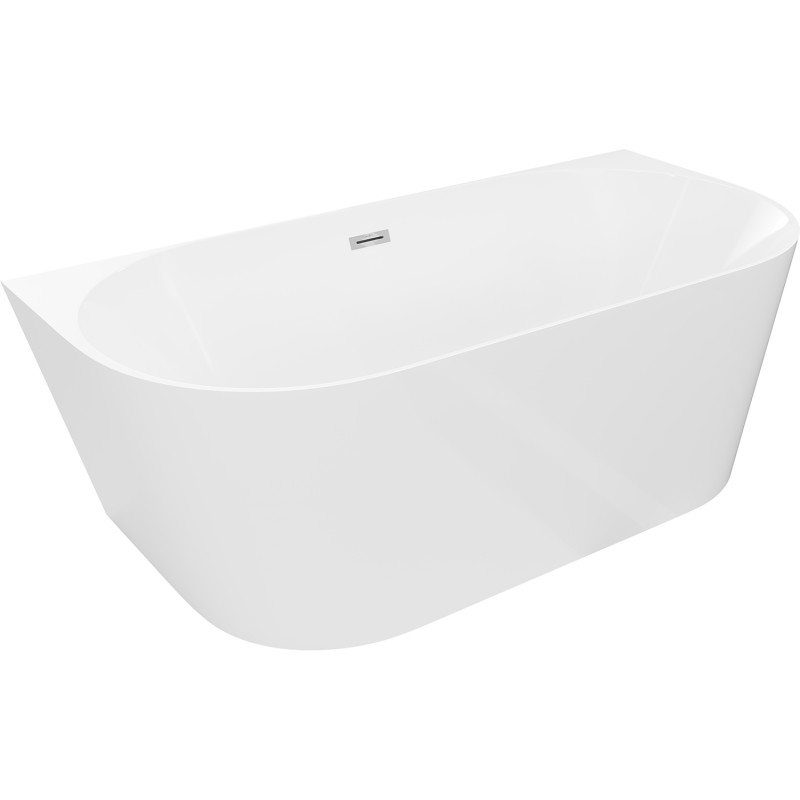 Mexen Oval Slim cadă de sine stătătoare lângă perete 170 x 80 cm, albă, preaplin cromat - 52661708000-01