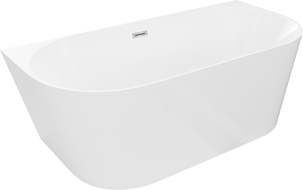Mexen Oval Slim cadă de baie freestanding de perete 170 x 80 cm, albă, preaplin crom - 52661708000-01