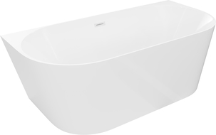 Mexen Oval Slim cadă de baie de sine stătătoare, montată pe perete 170 x 80 cm, albă, preaplin alb - 52661708000-20