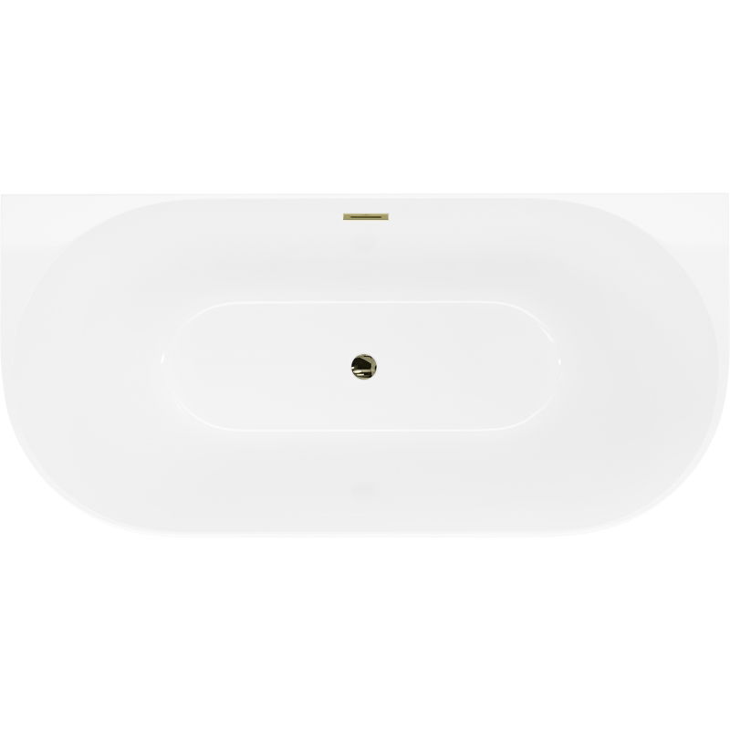 Mexen Oval Slim cadă de baie freestanding apropiată perete 170 x 80 cm, albă, preaplin auriu - 52661708000-50