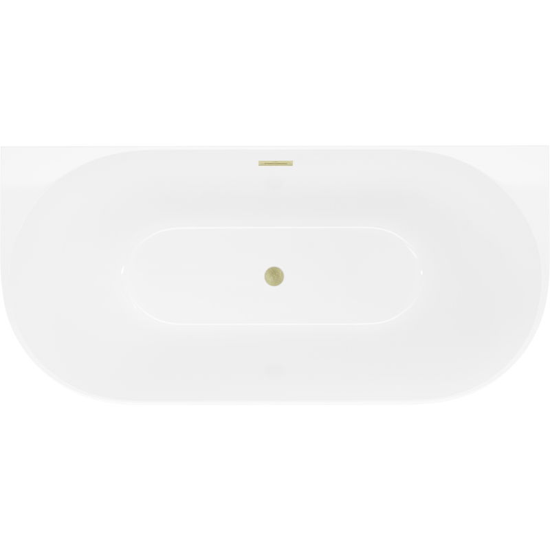 Mexen Oval Slim cadă de baie independentă montată pe perete 170 x 80 cm, albă, preaplin auriu periat - 52661708000-55