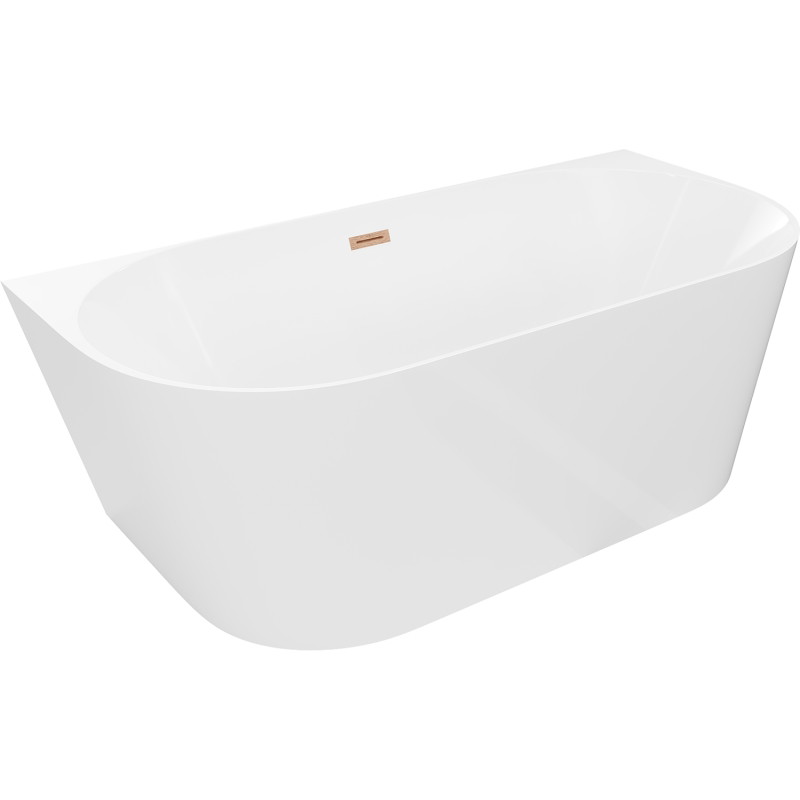 Mexen Oval Slim szabadon álló fali kád 170 x 80 cm, fehér, matt réz túlfolyóval - 52661708000-65
