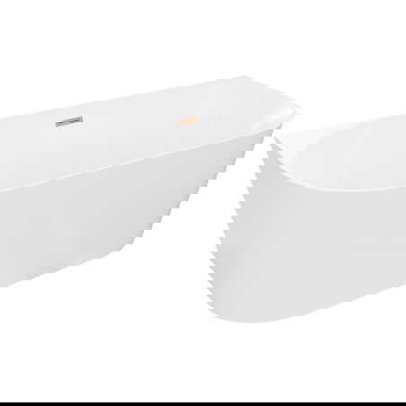 Mexen Oval Slim cadă de baie de sine stătătoare la perete 170 x 80 cm, albă, preaplin cupru periat - 52661708000-65