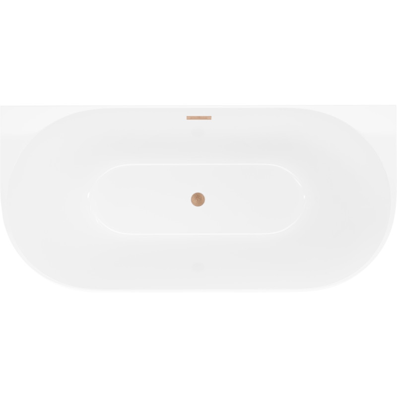 Mexen Oval Slim szabadon álló fali kád 170 x 80 cm, fehér, matt réz túlfolyóval - 52661708000-65
