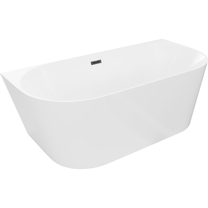 Mexen Oval Slim szabadon álló falhoz állítható kád 170 x 80 cm, fehér, fekete túlfolyó - 52661708000-70