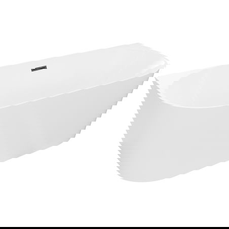 Mexen Oval Slim cadă de baie freestanding lipită de perete 170 x 80 cm, albă, preaplin negru - 52661708000-70