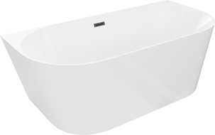 Mexen Oval Slim cadă de baie independentă montată pe perete 170 x 80 cm, albă, preaplin negru - 52661708000-70