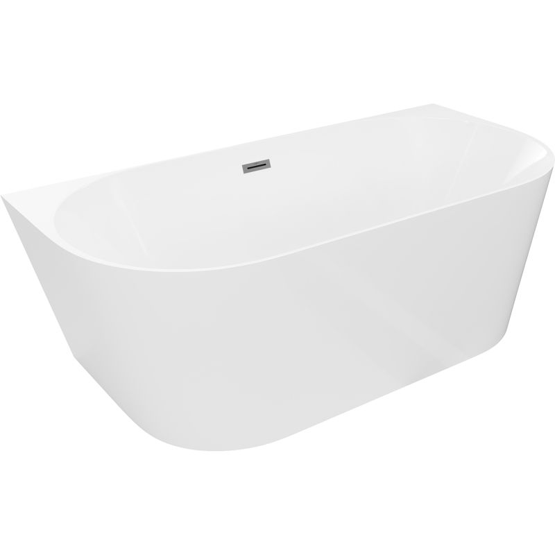 Mexen Oval Slim cadă freestandingă de perete 170 x 80 cm, albă, preaplin gun metal - 52661708000-95