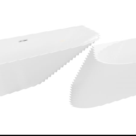 Mexen Oval Slim szabadon álló fal melletti kád 170 x 80 cm, fehér, túlfolyó kefélt nikkel - 52661708000-97