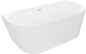 Mexen Oval Slim cadă independentă montată pe perete 170 x 80 cm, albă, preaplin nichel periat - 52661708000-97
