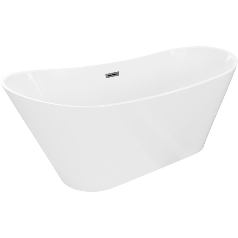 Mexen Dora cadă freestanding 150 x 75 cm, albă, preaplin gri închis periat - 52071507500-66