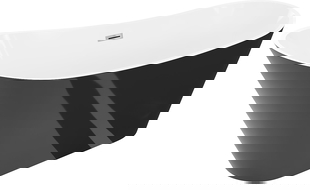 Mexen Dora cadă de baie freestanding 150 x 75 cm, albă/neagră, preaplin crom - 52071507575-01