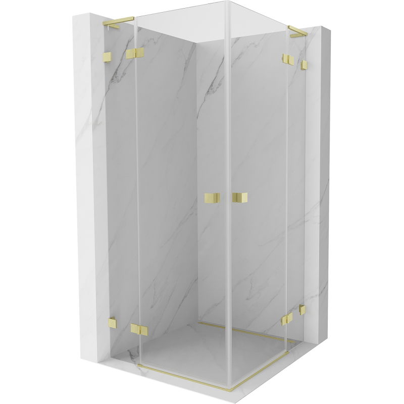 Mexen Lunar L Duo cabină de duș cu uși batante 70 x 70 cm, transparent, auriu periat - 834L-070L-070P-55-00