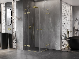 Mexen Lunar L Duo cabină de duș cu uși batante 70 x 70 cm, transparent, auriu periat - 834L-070L-070P-55-00