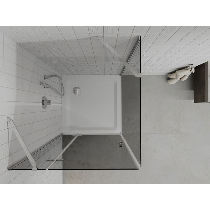 Mexen Roma cabină de duș cu deschidere 90 x 90 cm, grafit, crom + cadă Flat, alb - 854-090-090-01-40-4010