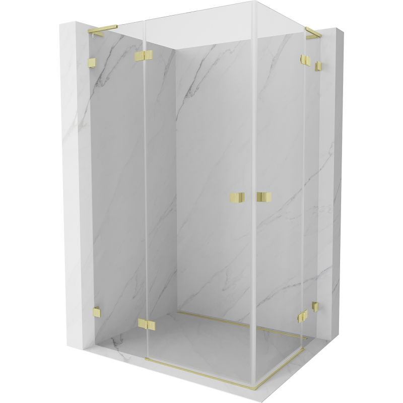 Mexen Lunar L Duo cabină de duș cu deschidere 80 x 75 cm, transparent, auriu periat - 834L-080L-075P-55-00