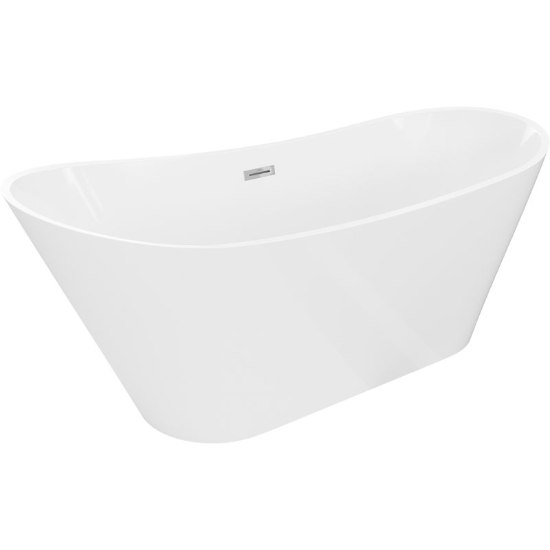 Mexen Dora cadă freestanding 160 x 75 cm, albă, preaplin crom - 52071607500-01