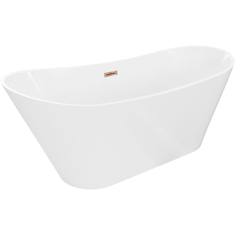 Mexen Dora cadă freestanding 160 x 75 cm, albă, preaplin auriu roz - 52071607500-60