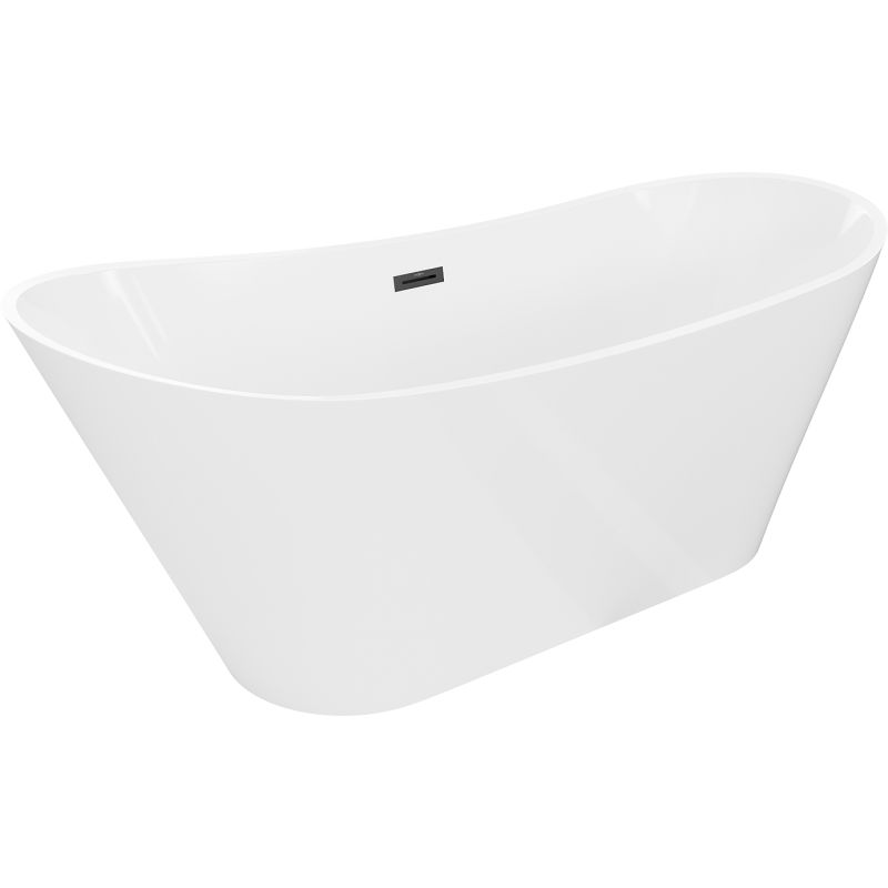 Mexen Dora cadă de baie freestanding 160 x 75 cm, albă, preaplin negru - 52071607500-70