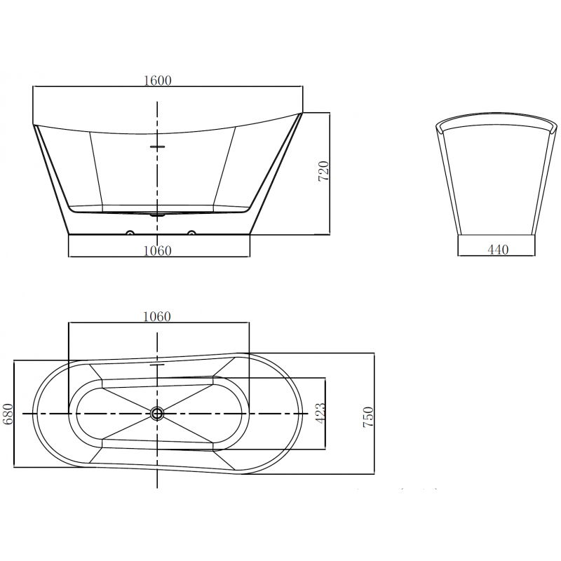 Mexen Dora cadă de baie freestanding 160 x 75 cm, albă/neagră, preaplin alb - 52071607575-20