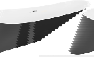 Mexen Dora szabadon álló kád 160 x 75 cm, fehér/fekete, kefélt nikkel túlfolyó - 52071607575-97