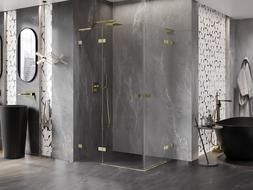 Mexen Lunar L Duo cabină de duș cu deschidere 90 x 80 cm, transparentă, auriu periat - 834L-090L-080P-55-00