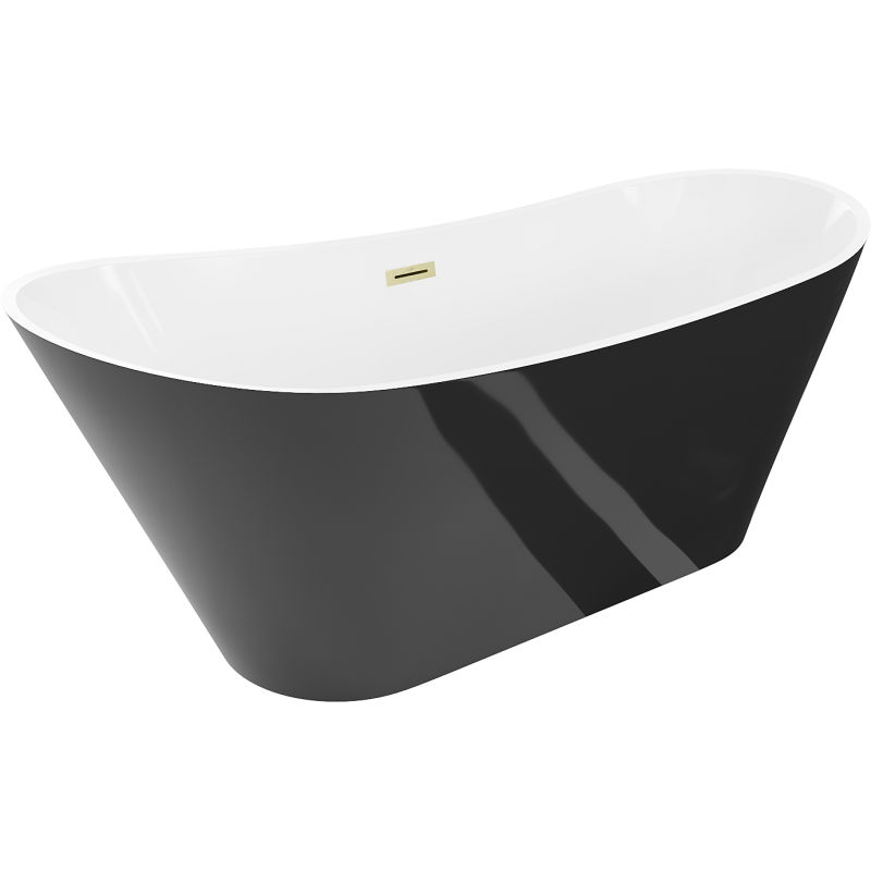 Mexen Dora cadă de sine stătătoare 170 x 75 cm, alb/negru, preaplin auriu periat- 52071707575-55