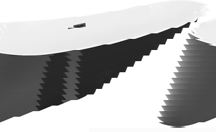 Mexen Dora cadă freestanding 170 x 75 cm, alb/negru, preaplin negru - 52071707575-70