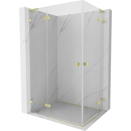 Mexen Lunar L Duo cabină de duș pivotantă 100 x 75 cm, transparentă, auriu periat - 834L-100L-075P-55-00
