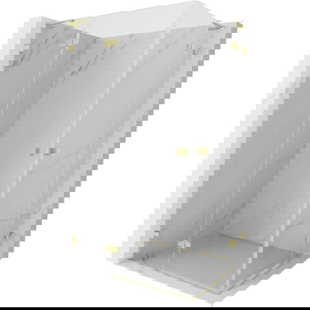 Mexen Lunar L Duo cabină de duș cu deschidere pivotantă 100 x 85 cm, transparentă, aurie periată - 834L-100L-085P-55-00