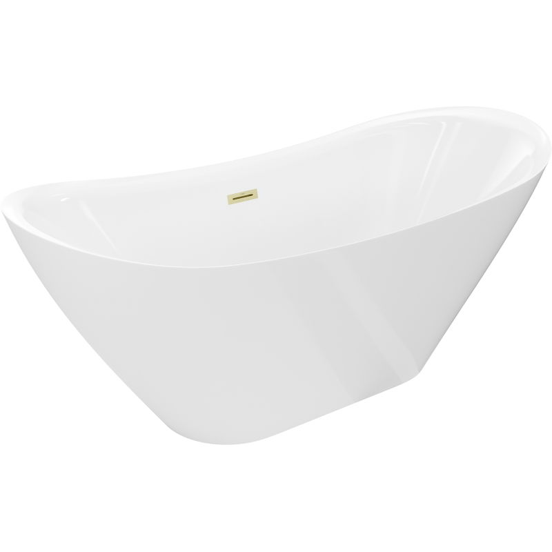 Mexen Lotos cadă de baie freestanding 140 x 75 cm, albă, preaplin auriu periat - 52051407700-55