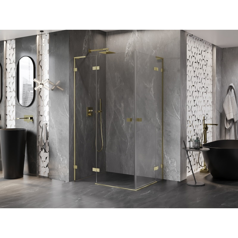 Mexen Lunar L Cabină de duș Duo batantă stânga 105 x 95 cm, transparentă, auriu periat - 834L-105L-095P-55-00