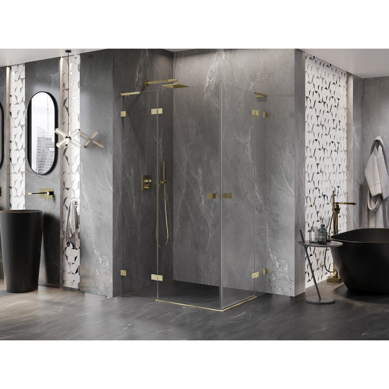 Mexen Lunar L Cabină de duș Duo batantă stânga 105 x 95 cm, transparentă, auriu periat - 834L-105L-095P-55-00