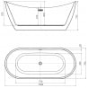 Mexen Lotos cadă freestanding 150 x 75 cm, albă, preaplin crom - 52051507700-01