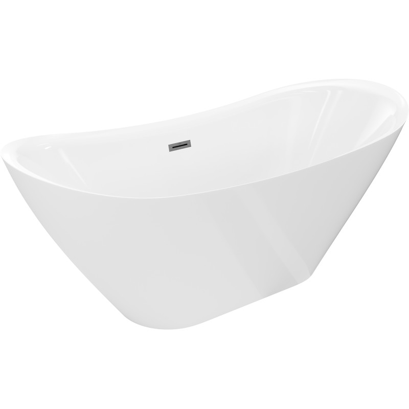 Mexen Lotos cadă de baie independentă 150 x 75 cm, albă, preaplin gri armă periat - 52051507700-66