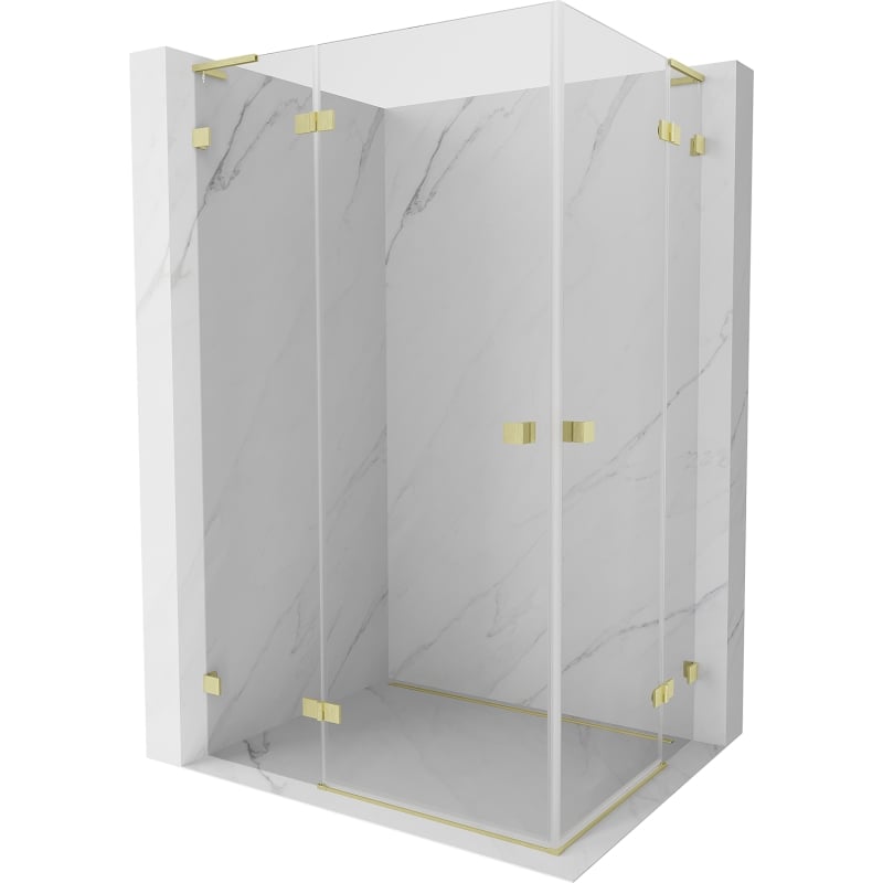 Mexen Lunar L Duo cabină de duș pivotantă 115 x 85 cm, transparentă, auriu periat - 834L-115L-085P-55-00