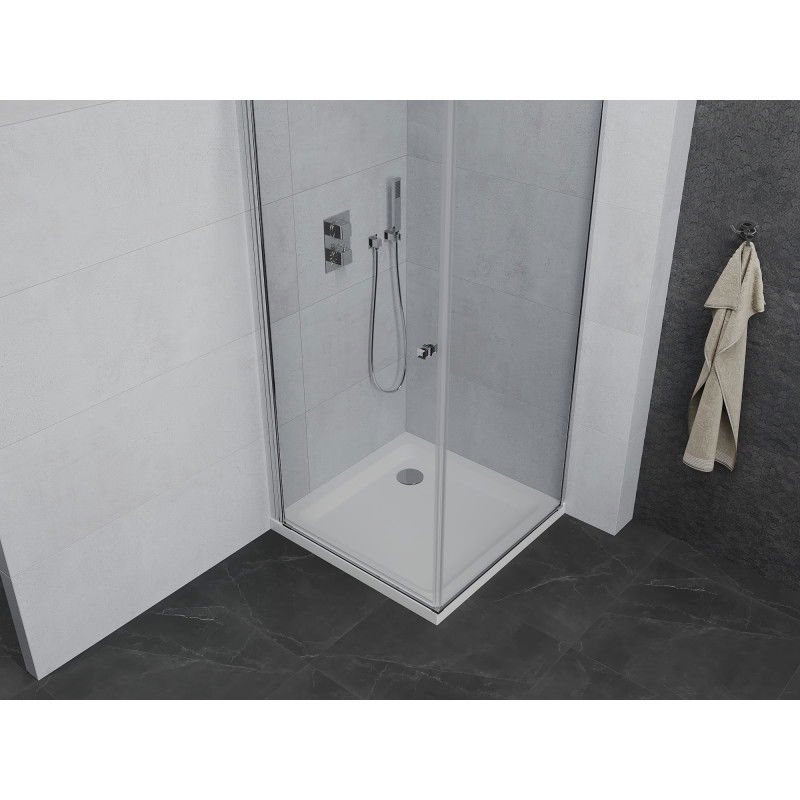 Mexen Pretoria cabină de duș batantă 70 x 70 cm, transparent, crom + cadă Flat - 852-070-070-01-00-4010