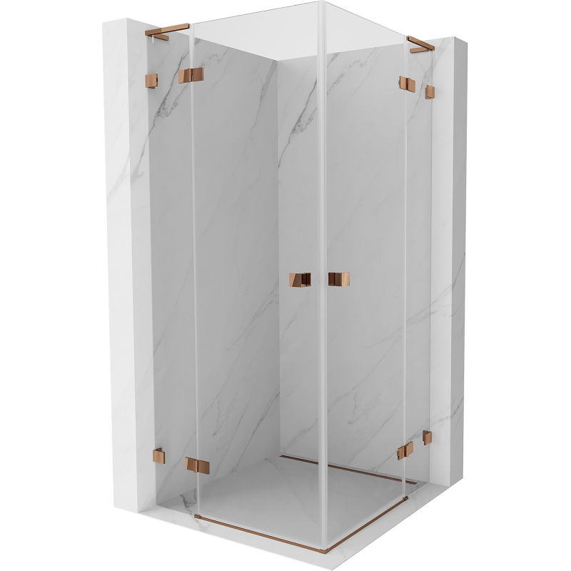Mexen Lunar L Duo 70 x 70 cm-es nyíló zuhanykabin, átlátszó, rózsaarany - 834L-070L-070P-60-00
