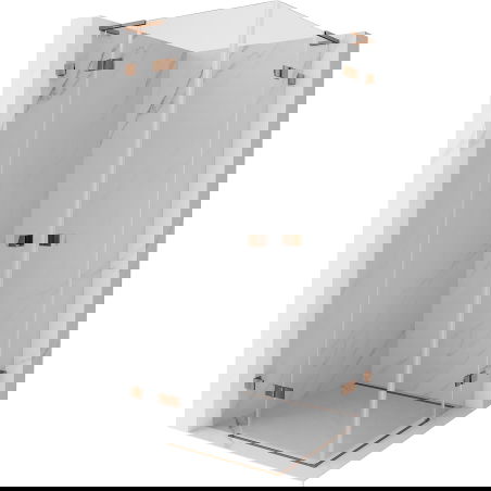 Mexen Lunar L Duo cabină de duș basculantă 80 x 80 cm, transparent, aur roz - 834L-080L-080P-60-00