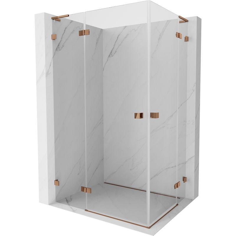Mexen Lunar L Duo kád panel dupla ajtós 90 x 70 cm, átlátszó, rózsaarany - 834L-090L-070P-60-00