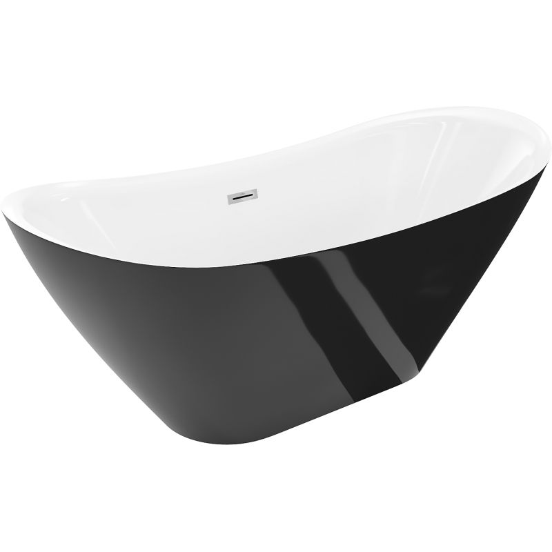 Mexen Lotos cadă freestanding 160 x 75 cm, alb/negru, preaplin crom - 52051607775-01