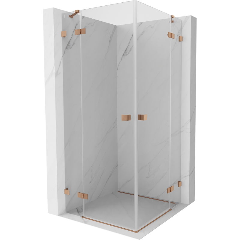 Mexen Lunar Duo cabină de duș batantă 85 x 85 cm, transparent, cupru periat - 834-085L-085P-65-00