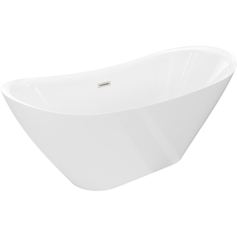 Mexen Lotos cadă de baie freestanding 170 x 75 cm, albă, preaplin nichel periat - 52051707700-97