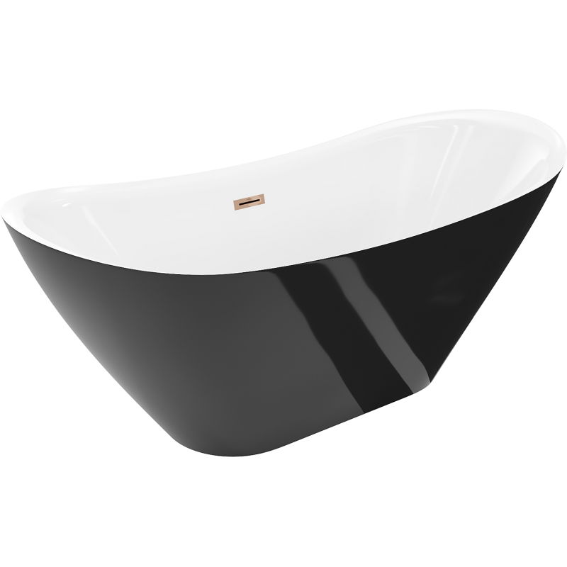 Mexen Lotos cadă freestanding 170 x 75 cm, alb/negru, preaplin aur roz - 52051707775-60