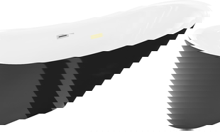 Mexen Lotos szabadon álló kád 180 x 75 cm, fehér/fekete, aranyszínű kefélt túlfolyó - 52051807775-55