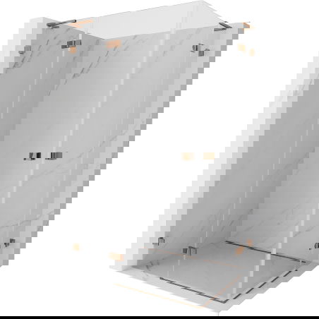 Mexen Lunar L Duo cabină de duș pivotantă 115 x 90 cm, transparent, aur roz - 834L-115L-090P-60-00