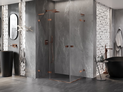 Mexen Lunar L Duo cabină de duș cu deschidere 120 x 90 cm, transparent, aur roz - 834L-120L-090P-60-00