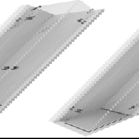 Mexen Lunar Cabină de duș articulată Duo 80 x 80 cm, transparentă, gri armă periat - 834-080L-080P-66-00