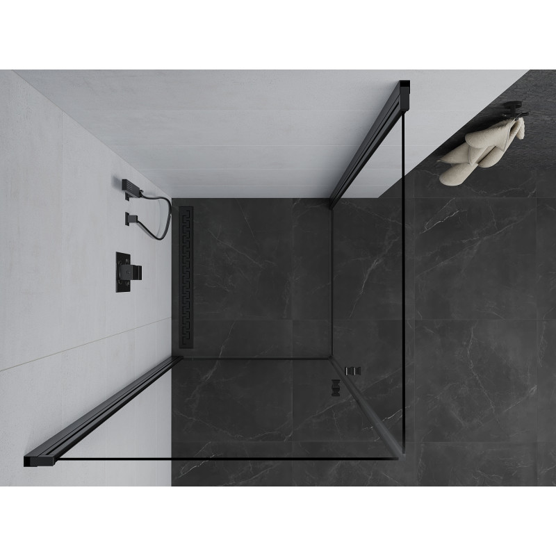 Mexen Pretoria Cabină de duș cu deschidere tip ușă batantă Duo 70 x 70 cm, transparentă, neagră - 852-070-070-70-00-02