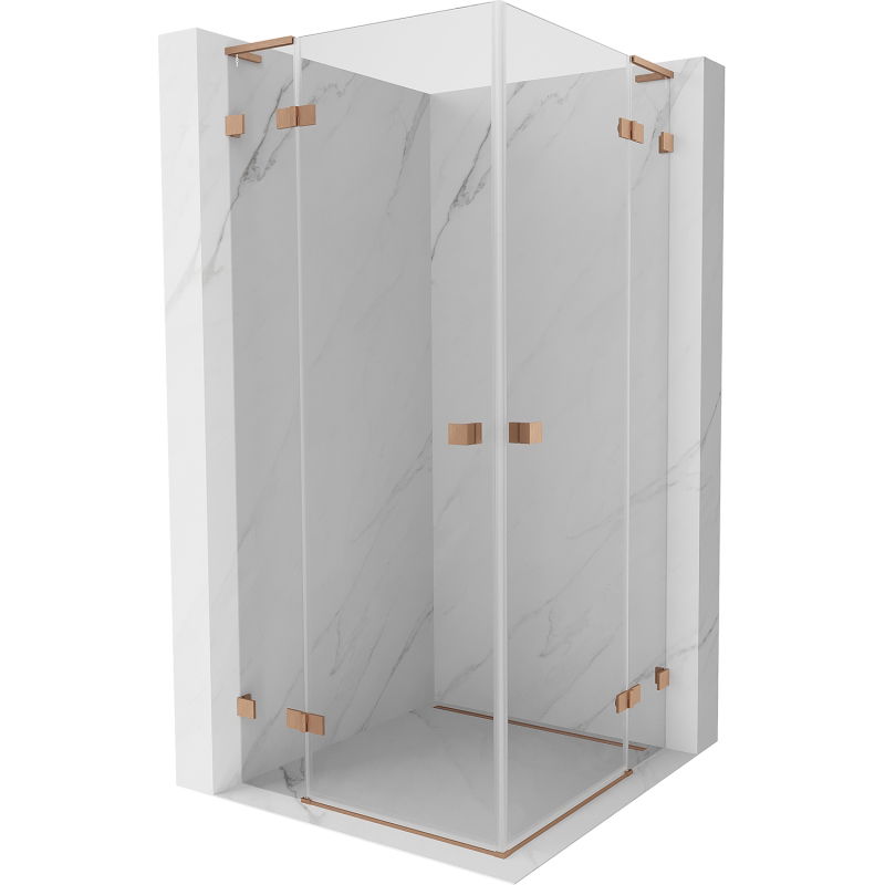 Mexen Lunar L Duo 70 x 70 cm-es nyíló zuhanykabin, áttetsző, szálcsiszolt réz - 834L-070L-070P-65-00